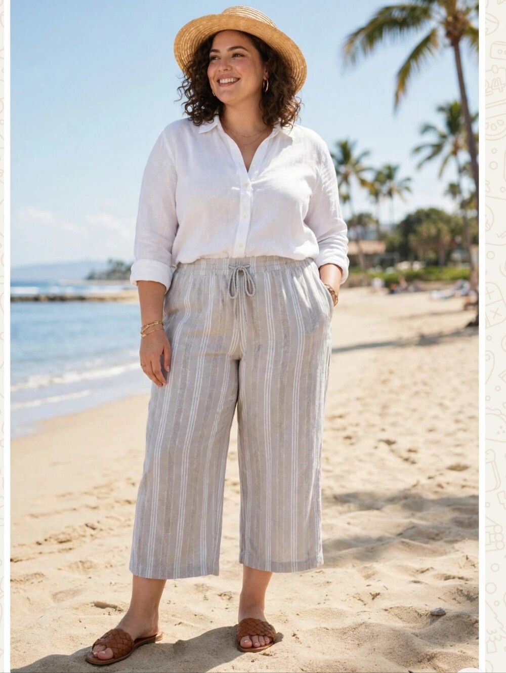 Linen blend crop pants